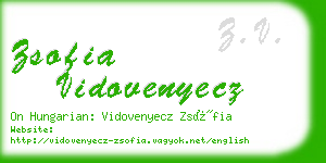 zsofia vidovenyecz business card